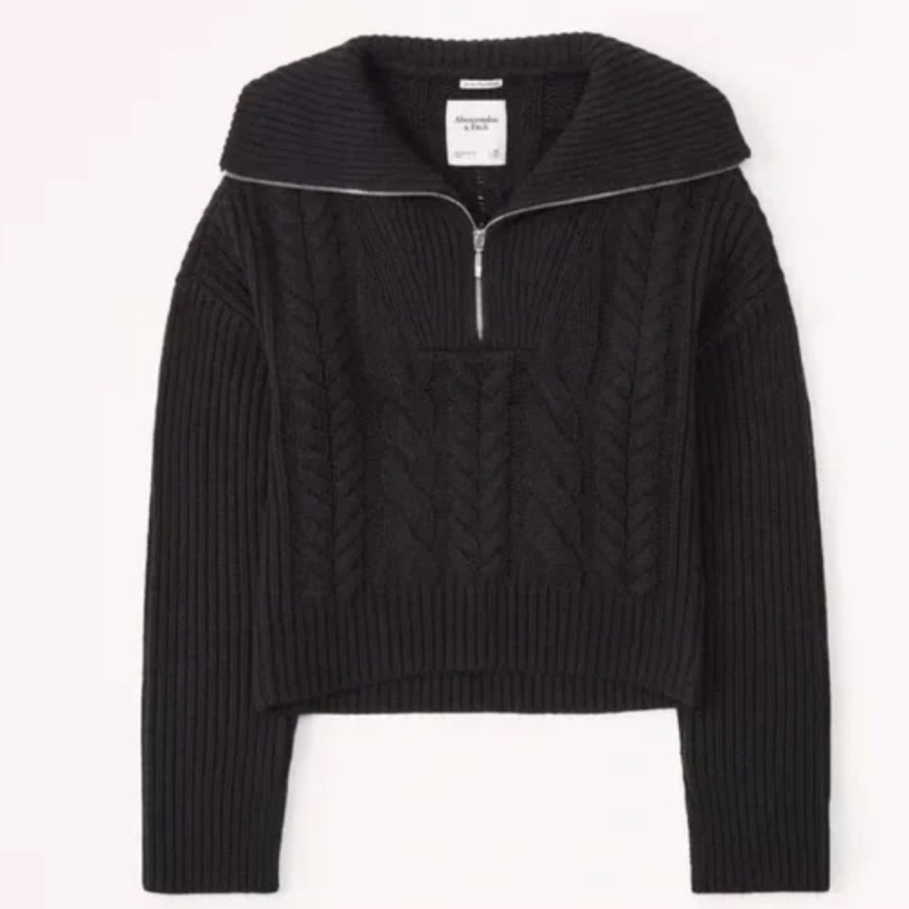 Abercrombie & Fitch Wool Blend Quarter Zip size medium navy blue